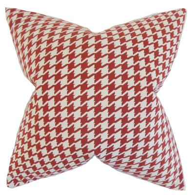 Presley Houndstooth 22" x 22" Down Feather Throw Pillow Red