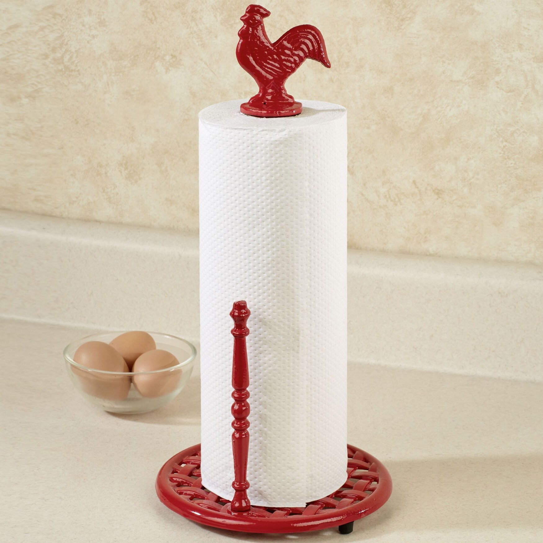Cast Iron Rooster Paper Towel Holder Red Cast Iron Rooster Paper Towel Holder Red