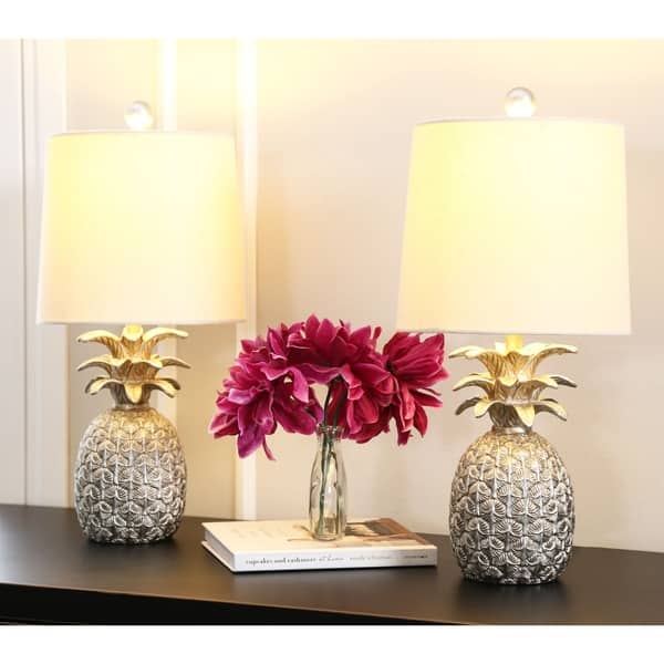 Pineapple Silver 18inch Table Lamp (Set of 2) By Abbyson Bed Bath