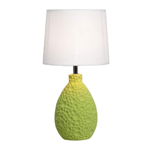 slide 2 of 3, Simple Designs Green Textured Ceramic Oval Table Lamp