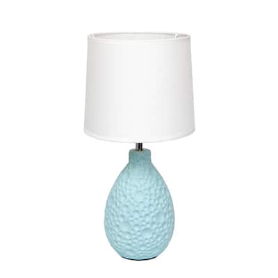 Simple Designs Blue Textured Ceramic Table Lamp