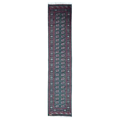 FineRugCollection Hand Knotted Signed Bukhara Red Wool Oriental Runner Rug