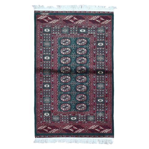 FineRugCollection Hand Knotted Signed Bukhara Red Wool Oriental Rug