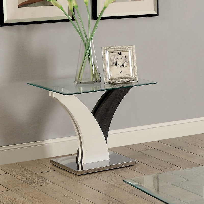 Quap Contemporary Grey 24-inch Metal Side Table by Furniture of America