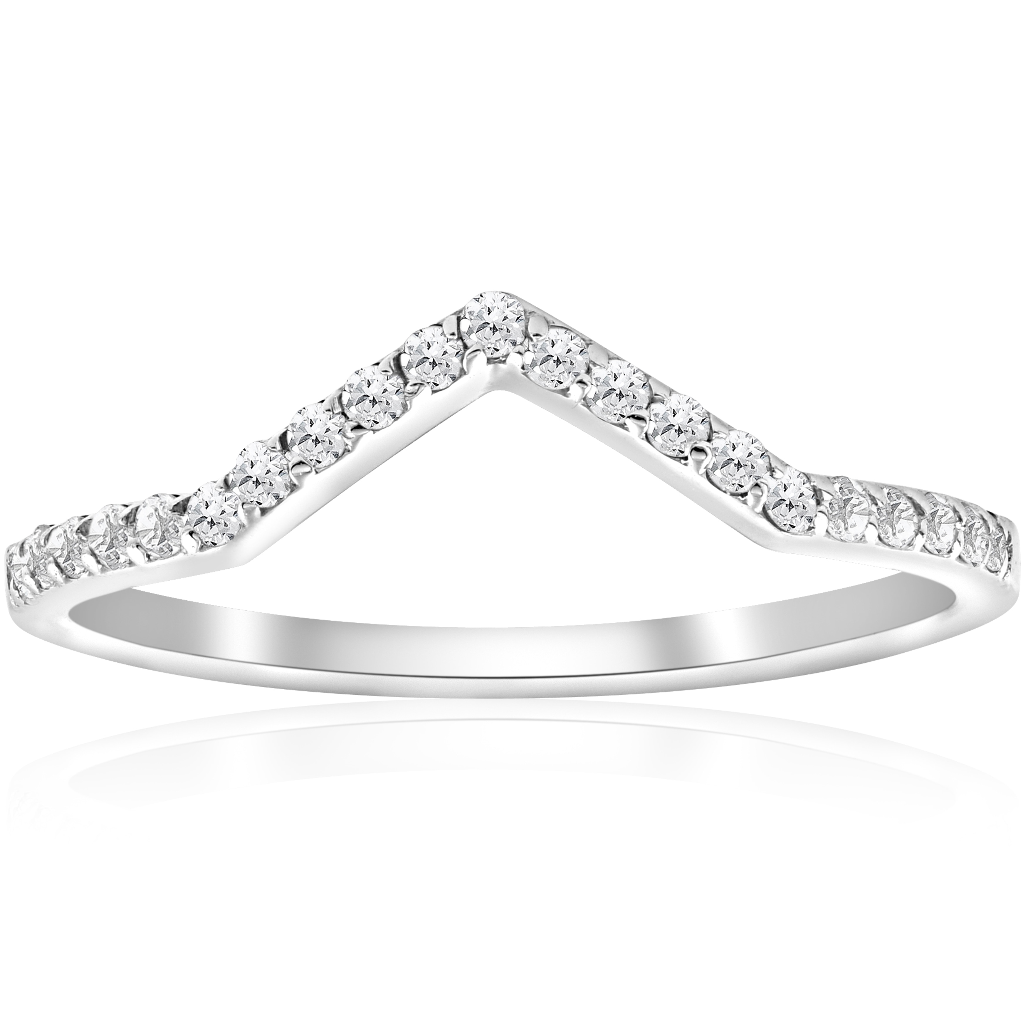 10kt White Gold Womens Round Diamond Zigzag Stackable Band Ring 1/5 Cttw