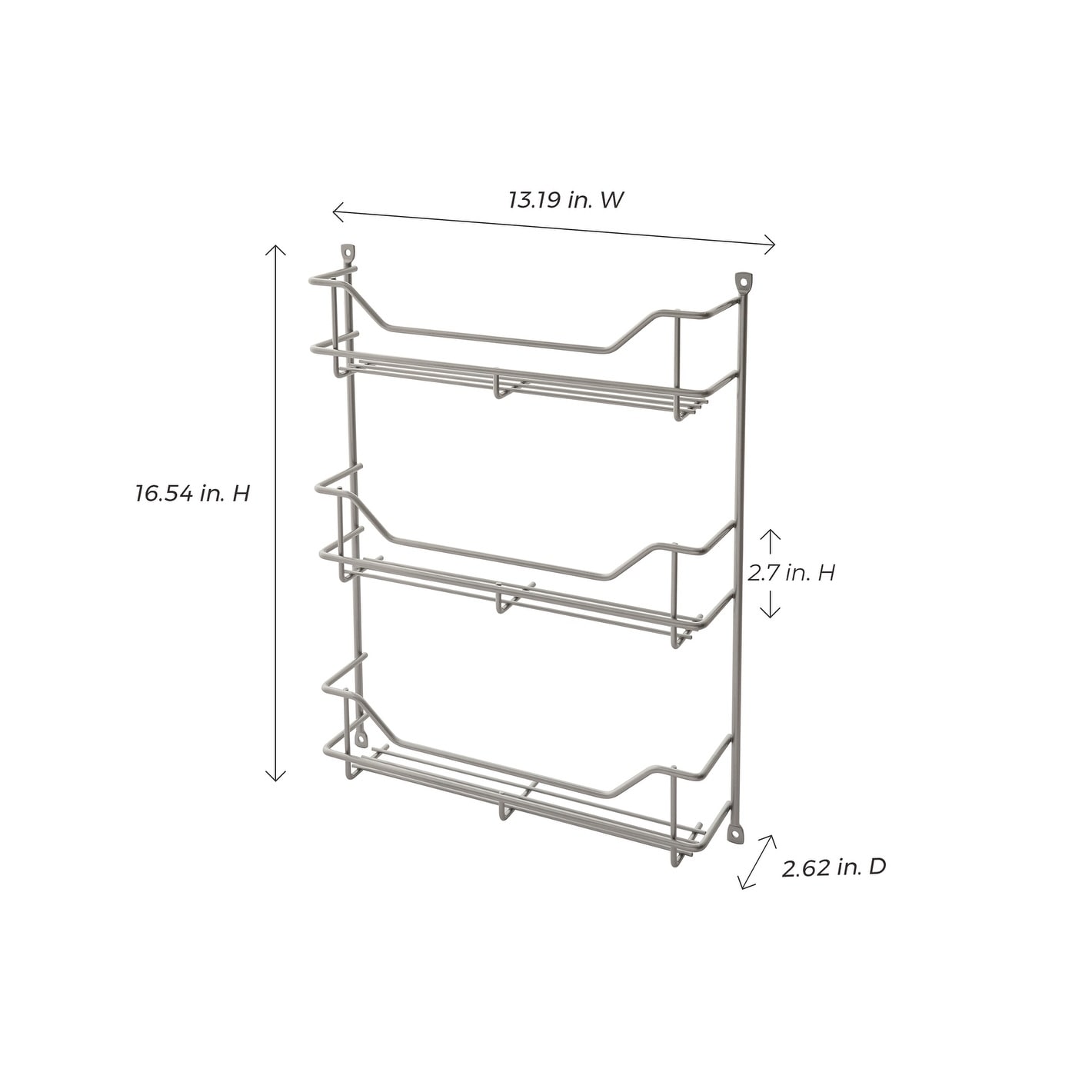 Closetmaid Adjustable 3 Shelf Spice Rack Organizer Kitchen Pantry Storage  For Cabinet Door Or Wall Mount With Metal Shelves, White : Target