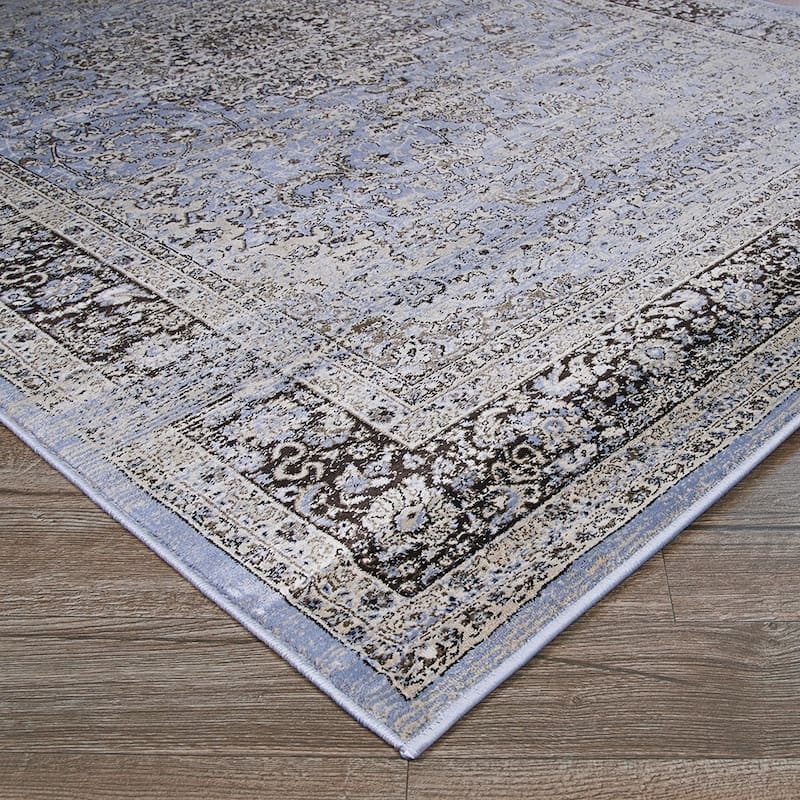 Couristan Zahara All Over Sarouk Blue-Cream Area Rug