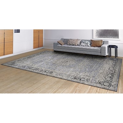 Couristan Zahara All Over Sarouk Blue-Cream Area Rug