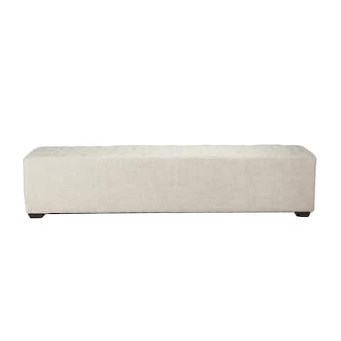 Copper Grove Alfort 78-inch Long Beige Linen Bench with Diamond Stitch Accents