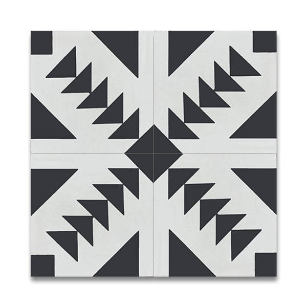 Tadla in Black and White Handmade 8x8-in Moroccan Tiles (Pack 12)