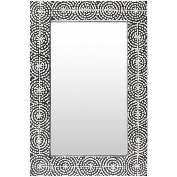 Agata Mother of Pearl Inlaid Wall Mirror (24 x 36) - Black - 24" x 36"