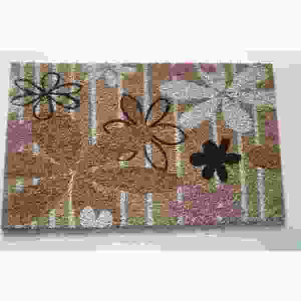 Modern Daisies Multicolor Coir Doormat