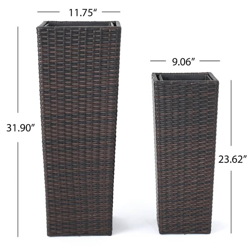 Everest Outdoor Wicker Flower Pot Plant Stand(Set of 2) by Christopher Knight Home