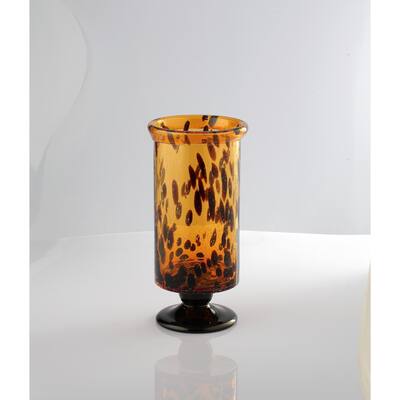 Leopard Print Glass Hurricane Candle Holder