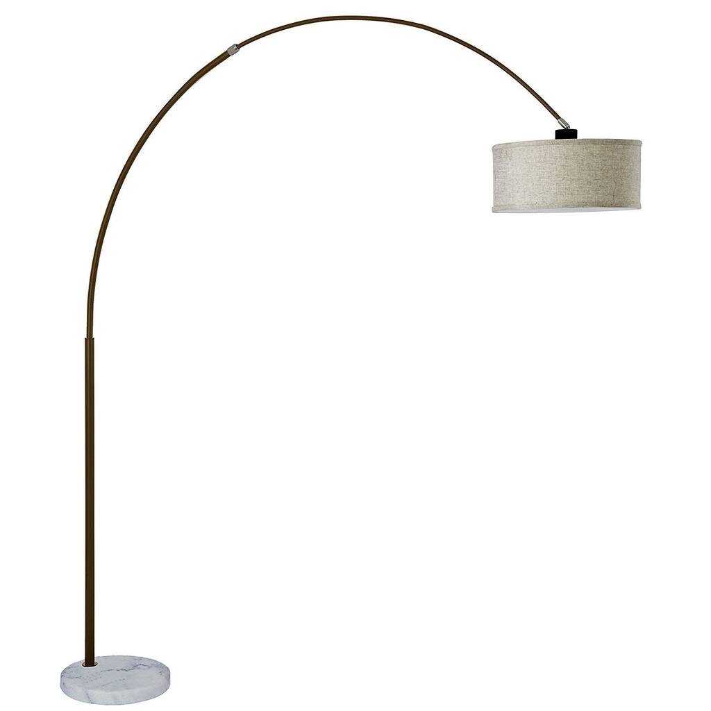 Q-Max Steel Adjustable Arching 81-inch Floor Lamp With Beige Shade White Marble Base