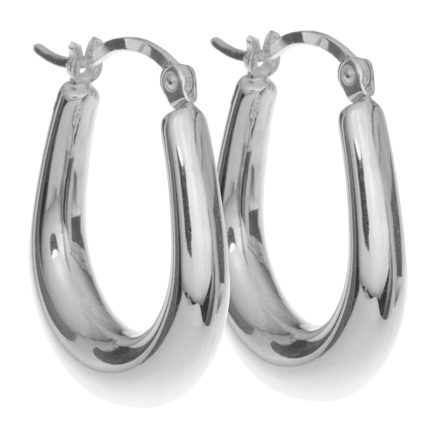 Fashion Hoop Unique Horseshoe High Polish .925 Sterling Silver Teardrop Earrings