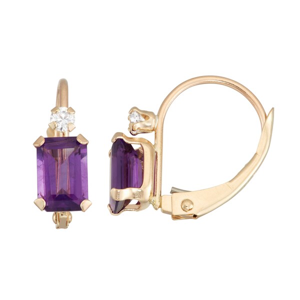 Gioelli 10K Gold Amethyst Leverback Earrings. Opens flyout.
