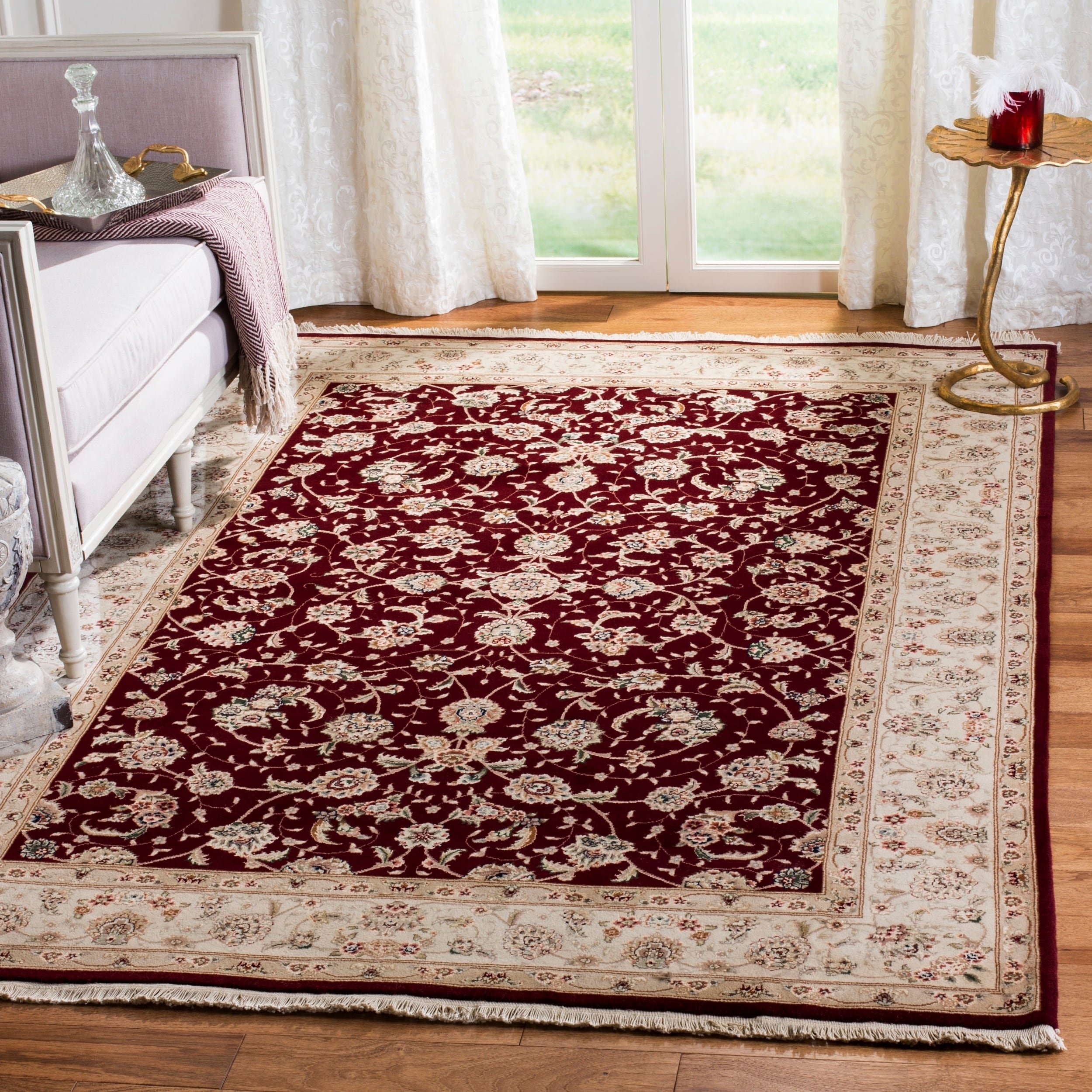 Shop Safavieh HandKnotted Tabriz Floral Burgundy Ivory Wool / Silk Rug