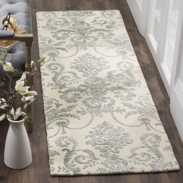 Safavieh Hand-Woven Bella Contemporary Ivory / Grey Wool Runner (2' x 7')
