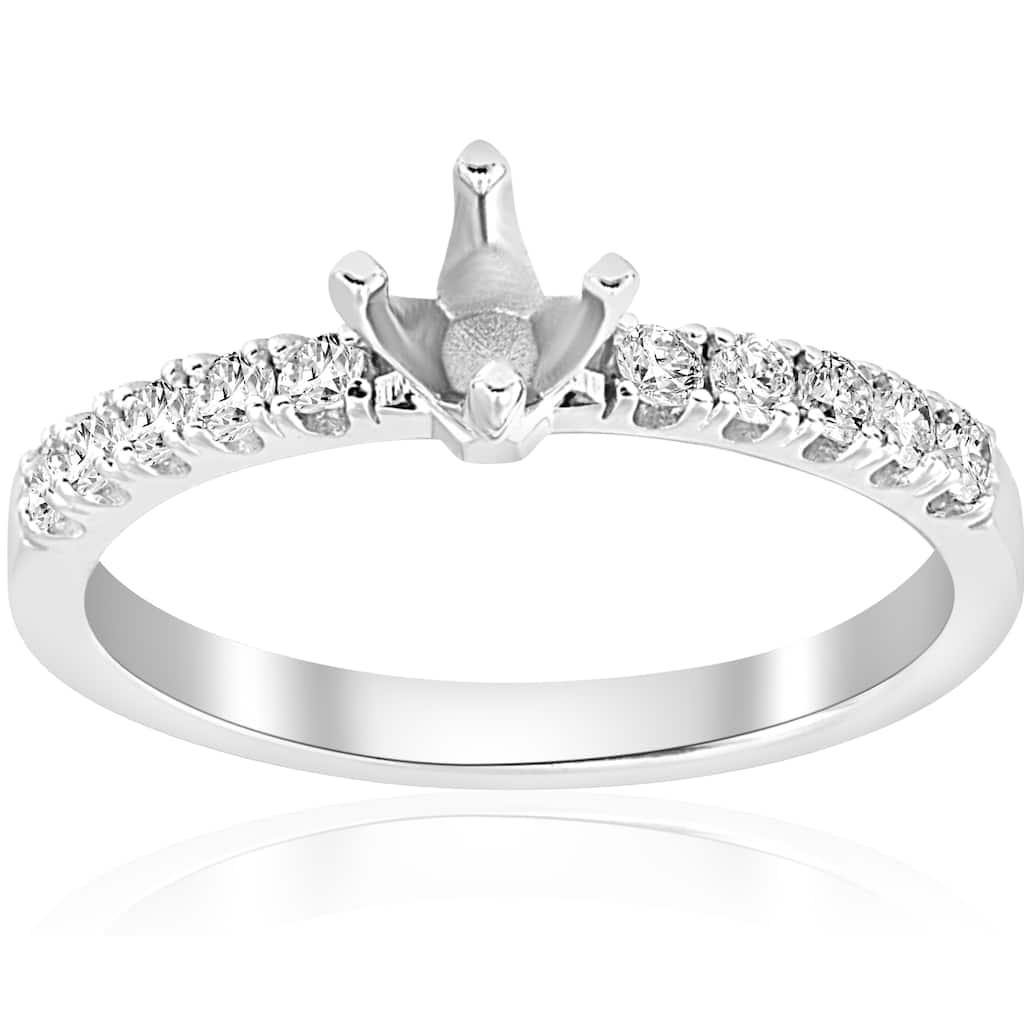14k White Gold 1/4 ct TDW Diamond Semi Mount Engagement Ring Setting