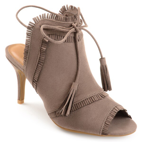 fringe open toe heels