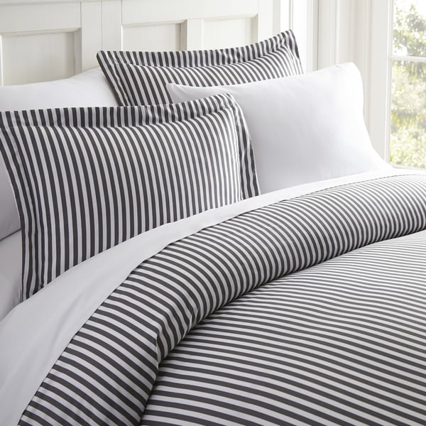 Merit Linens Premium Ultra Soft Grey Ribbon 3-piece Duvet Cover Set
