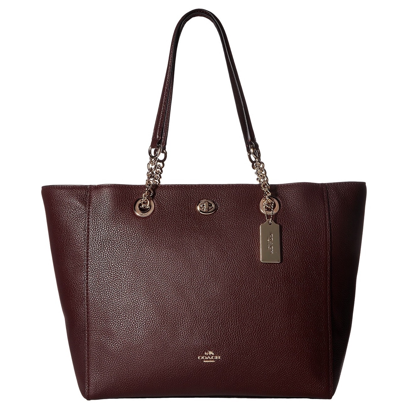Coach Turnlock Small Oxblood Leather Chain Tote Bag - Free Shipping ...