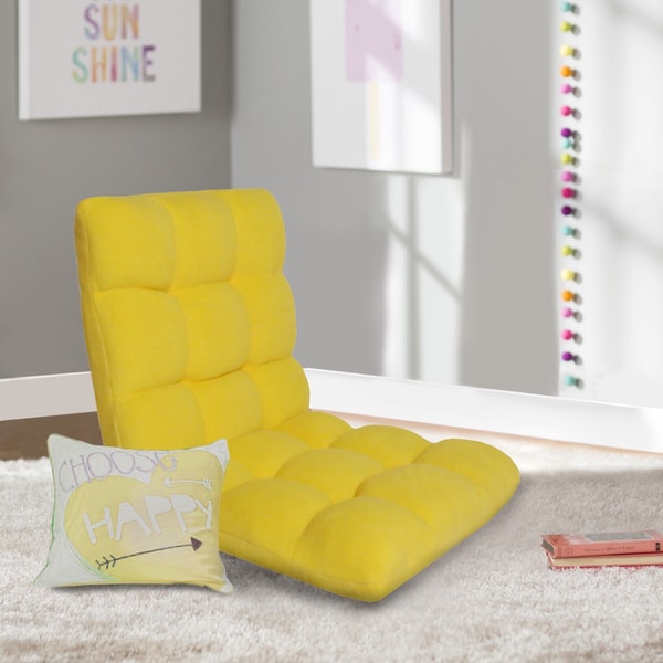 Chic Home Armless Quilted Recliner Chair, Yellow