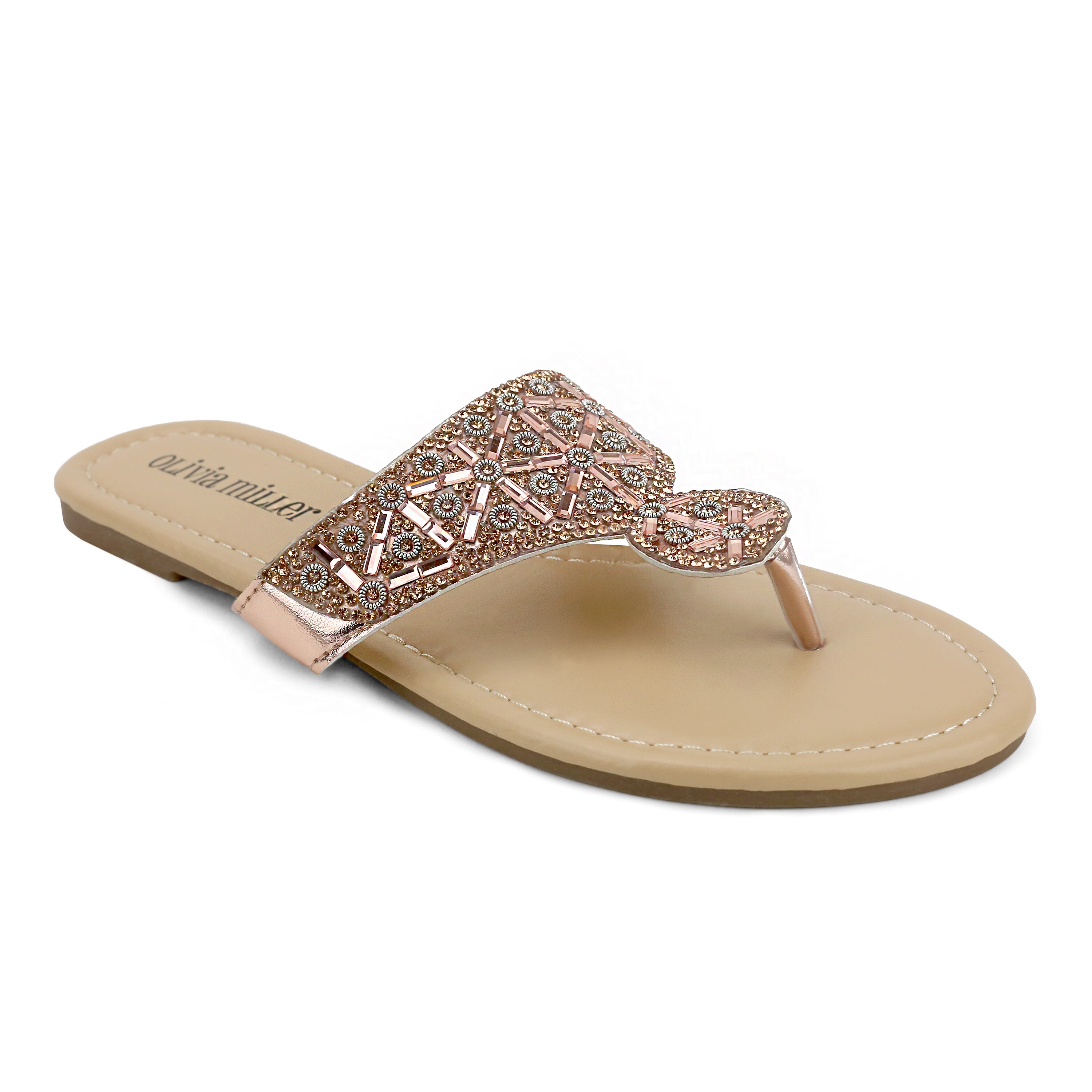 olivia miller rhinestone flip flops