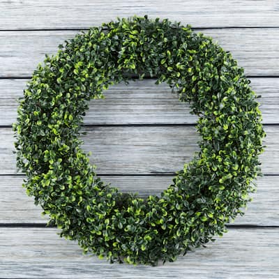 Artificial Boxwood 19.5 inch Round Wreath by Pure Garden