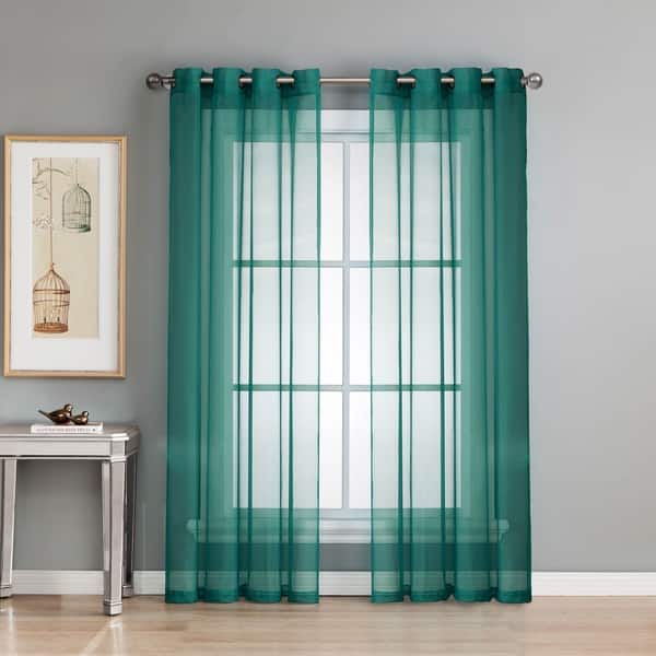 Window Elements Diamond Sheer Voile 84 Inch Extra Wide Grommet Curtain Panel 54 X 84 54 X 84 Overstock 14466367 Charcoal