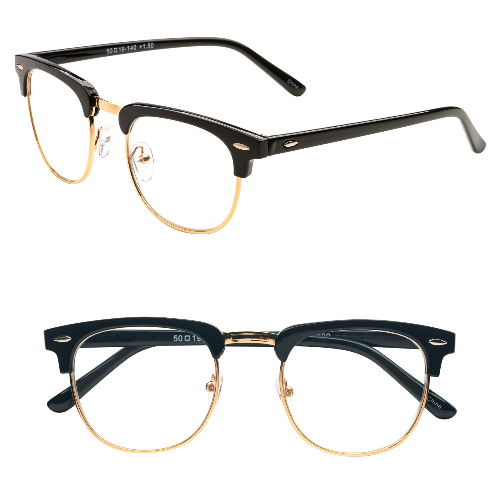 R209 Clubmaster Plastic Reading Glasses 