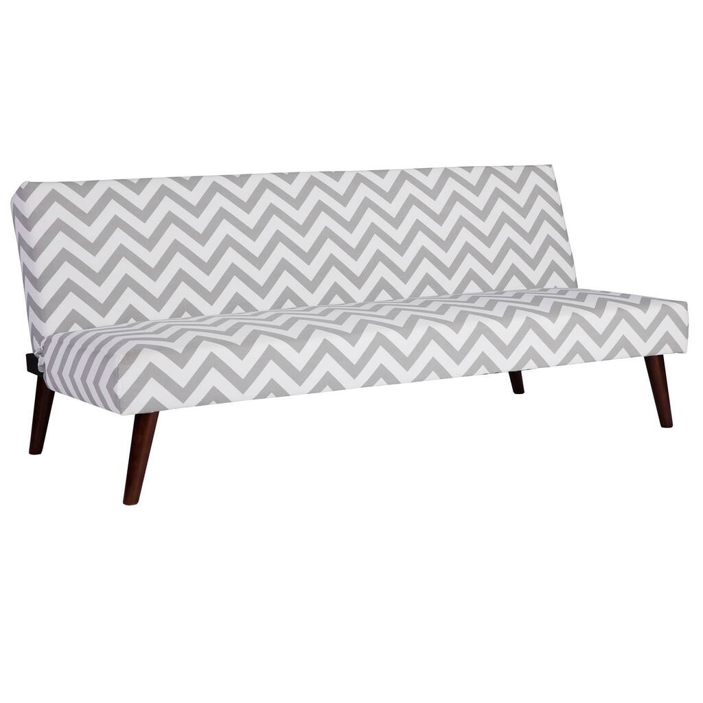 DHP Kinsley Chevron Grey and White Futon