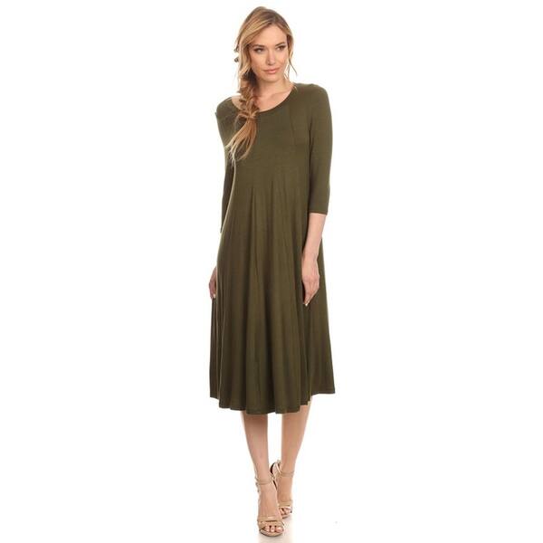 Shop Women S Olive Color Mid Length Dress Overstock 14475857
