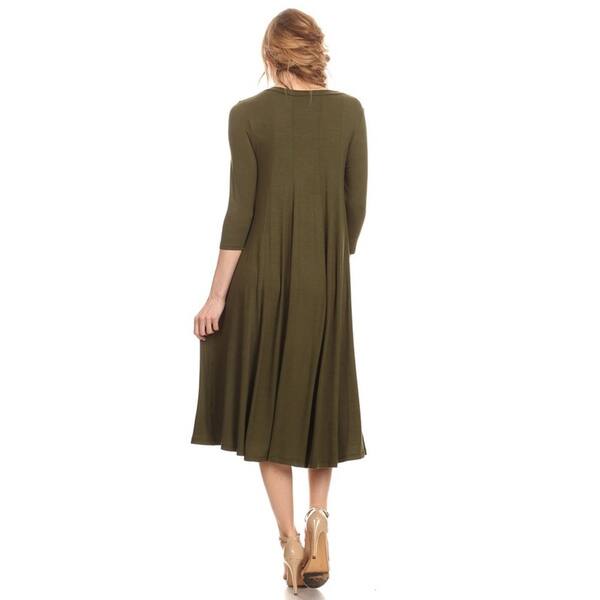 Shop Women S Olive Color Mid Length Dress Overstock 14475857