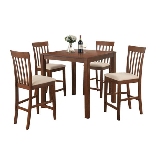 Acme Furniture Miranda 5-Piece Pack Counter Height Set, Cherry Oak