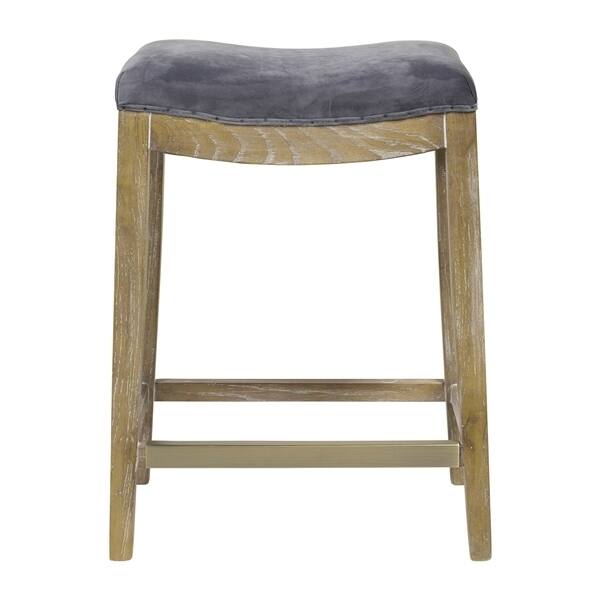 French Nailhead Valvet Counter Stool with Kickplate