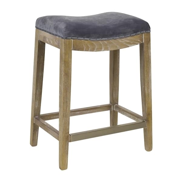 French Nailhead Valvet Counter Stool with Kickplate