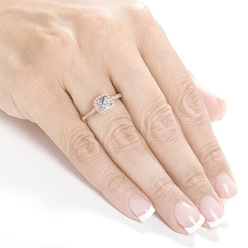 Annello by Kobelli 14k Rose Gold 1/2ct TDW Asscher Diamond Engagement Ring