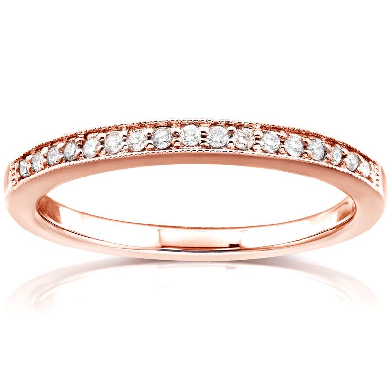 Annello by Kobelli 14k Rose Gold 1/10ct TDW Pave Diamond Womens Wedding Band
