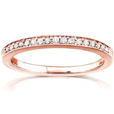 Annello by Kobelli 14k Rose Gold 1/10ct TDW Pave Diamond Womens Wedding Band