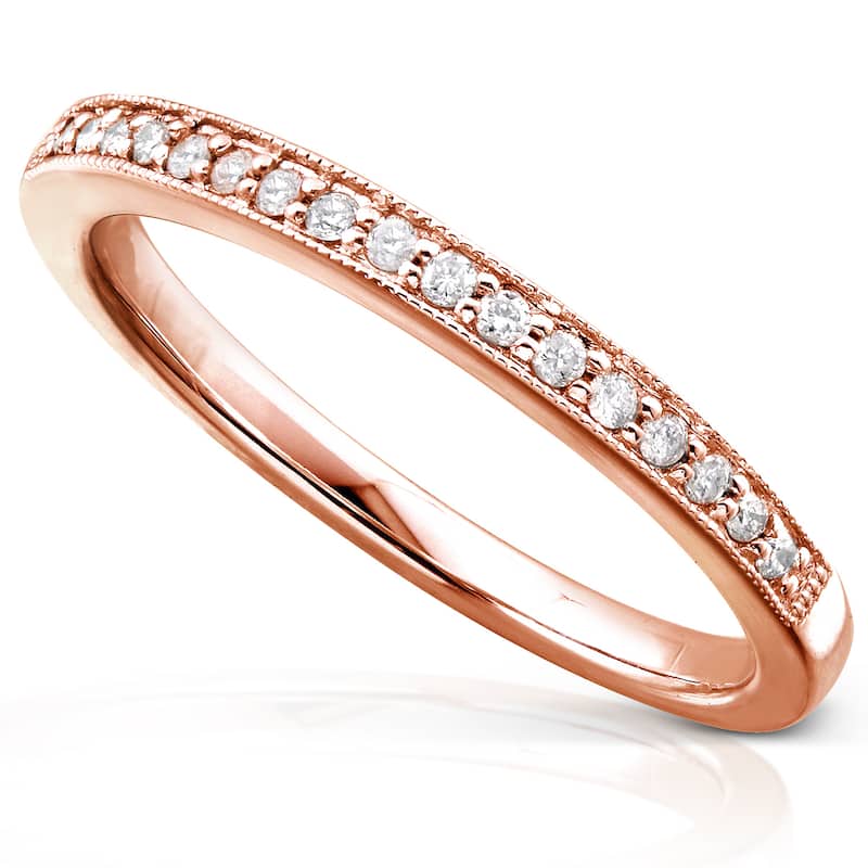 Annello by Kobelli 14k Rose Gold 1/10ct TDW Pave Diamond Womens Wedding Band