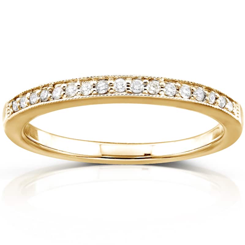 Annello by Kobelli 14k Yellow Gold 1/10ct TDW Pave Diamond Womens Wedding Band