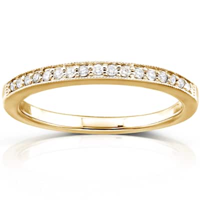 Annello by Kobelli 14k Yellow Gold 1/10ct TDW Pave Diamond Womens Wedding Band