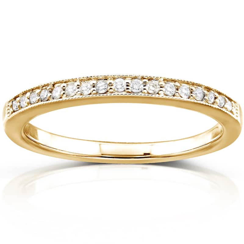 Kobelli 0.1 Carat Natural Diamond Solid 14k Yellow Gold Milgrain Pavé Ring