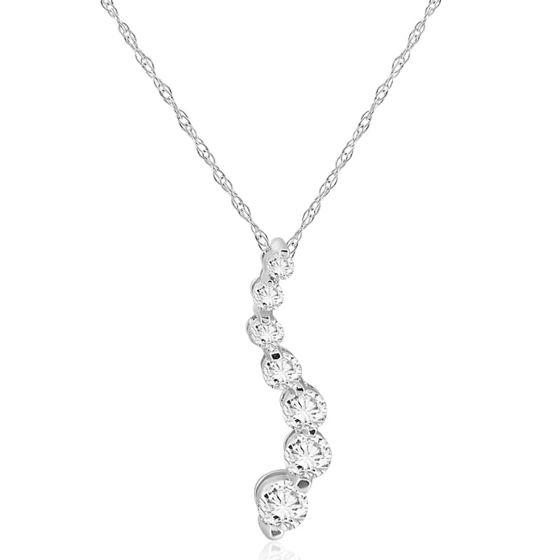 14K White Gold 1/2 ct TDW Diamond Journey Pendant