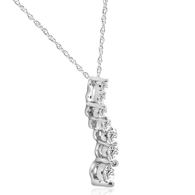 14K White Gold 1/2 ct TDW Diamond Journey Pendant