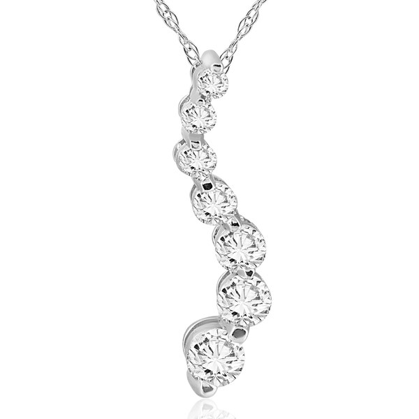 14K White Gold 1/2 ct TDW Diamond Journey Pendant