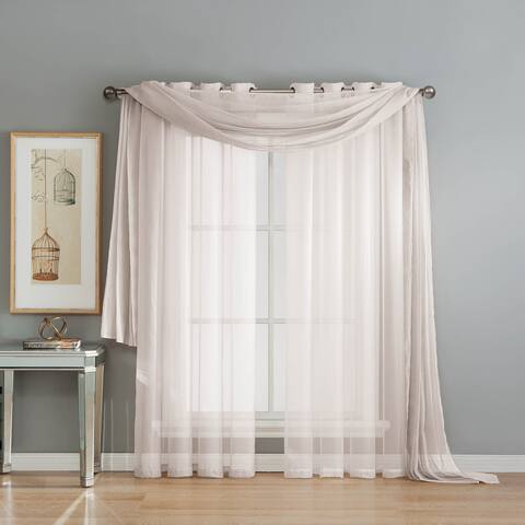 Window Elements Diamond Sheer Voile 56 in. x 84 in. Rod Pocket Curtain Panel Pair