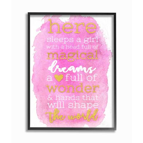'Here Sleeps a Girl - Pink and Gold' Framed Giclee Texturized Art